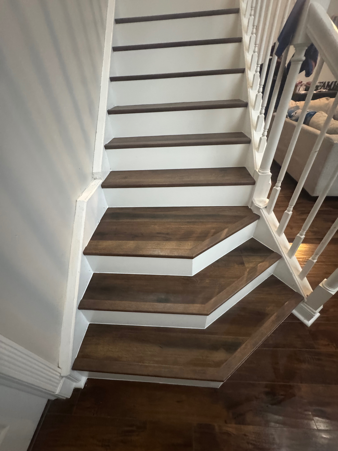 Custom-cut pie tread turn — precision millwork